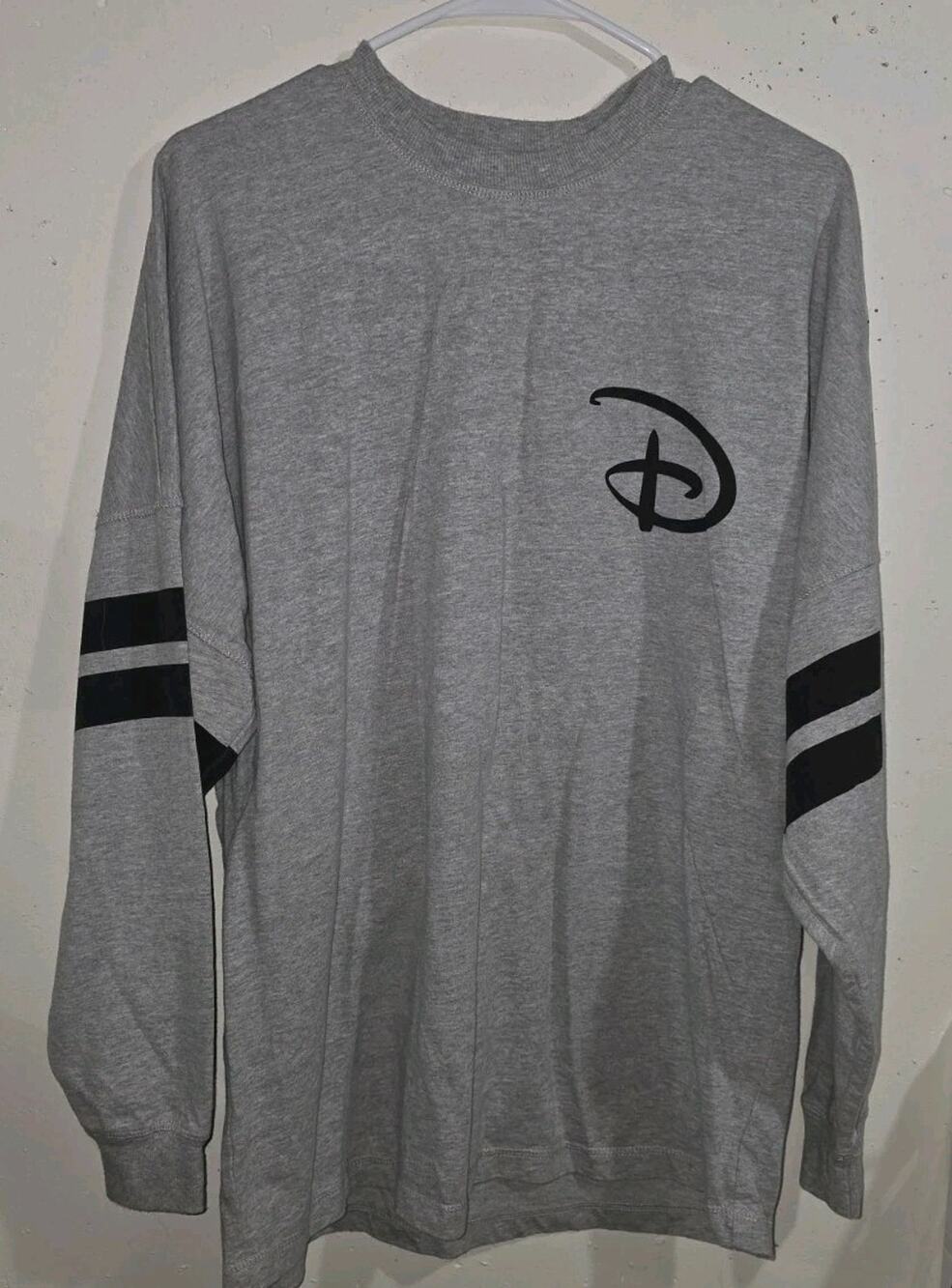 Disney Spell Out Mickey Mouse Spirit Jersey Unisex Adult SMALL Gray Long Sleeve